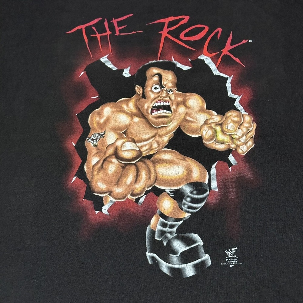 Vintage 1990s WWF Smell What The Rock‎ Is Cooking Wrestling T-Shirt Size XL - Picture 2 of 11